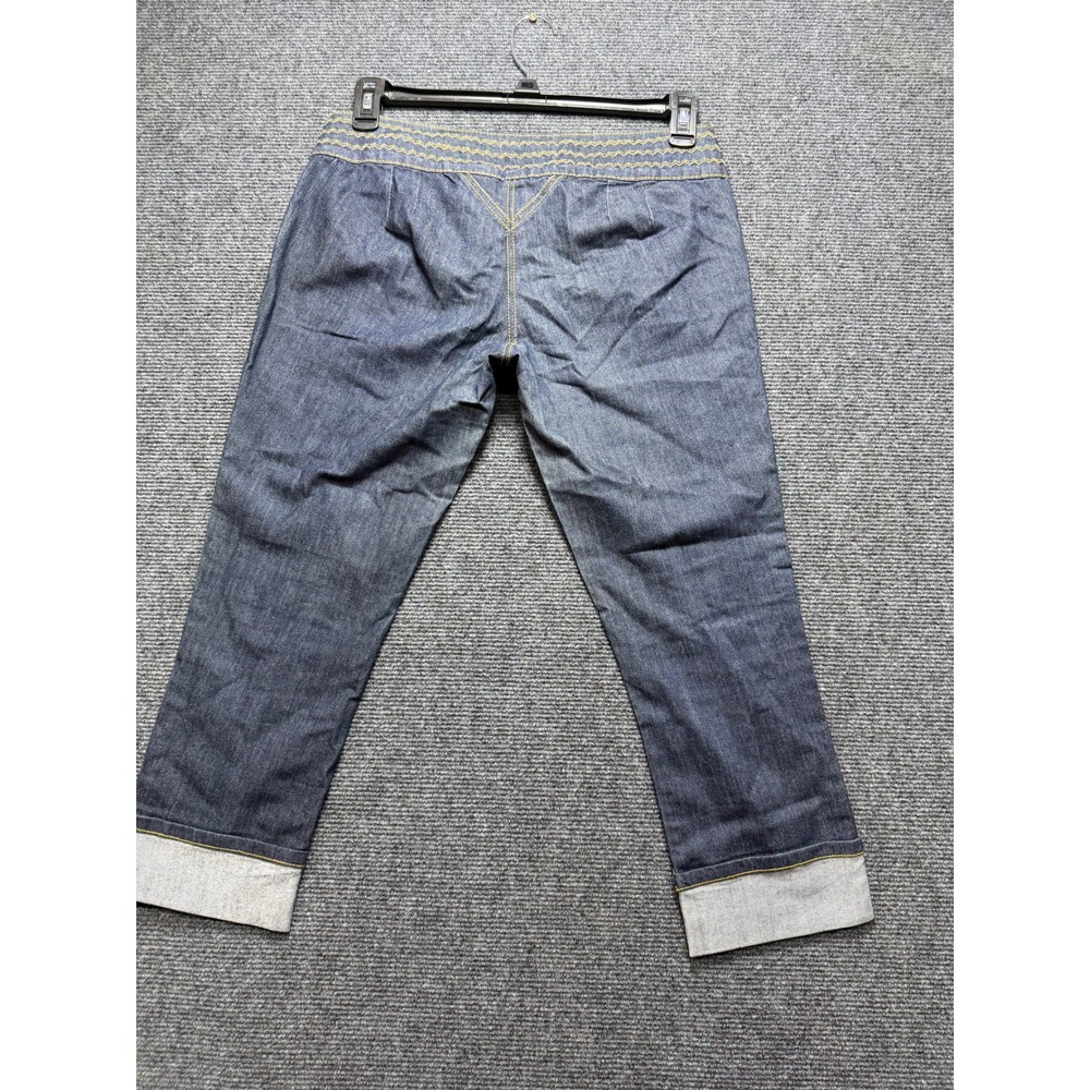 Polacio Jeans Capri Pants Women Size 13 Blue Good Embroidered Cuffed - Picture 3 of 8